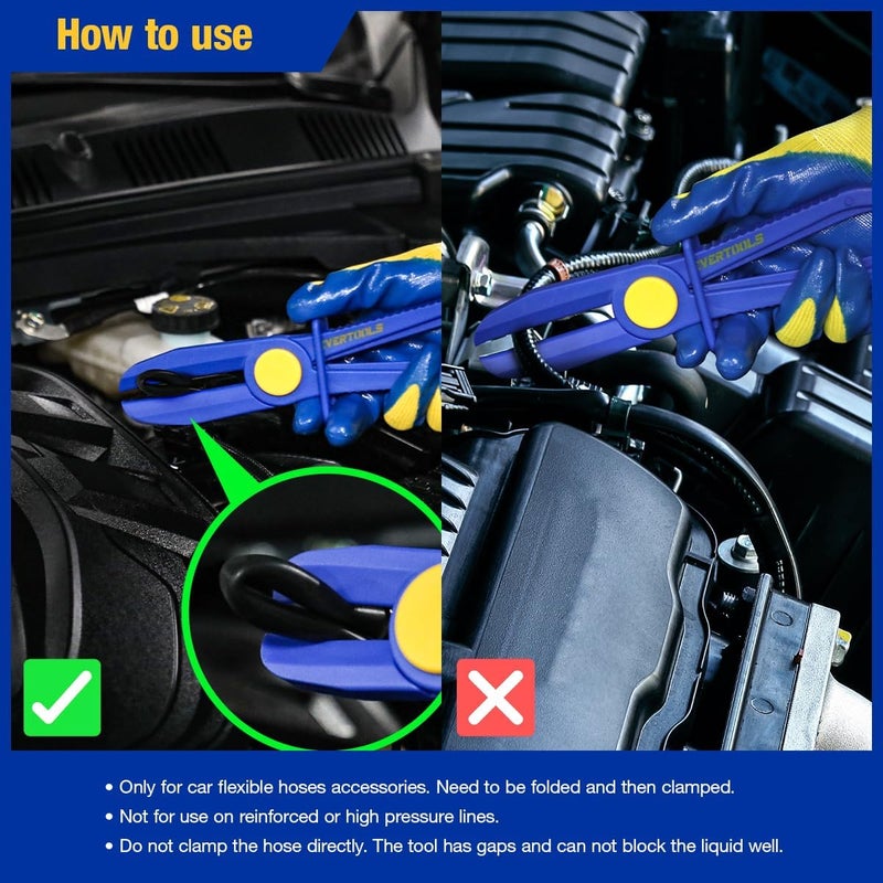 Evertools 6pcs Hose Pinch Clamp Pliers Set, Brake Line Hose Clamps Pliers Set, Fuel Line Disconnect Tool for Flexible Hoses Gas Lines Radiator Hoses with Oxford Tool Bag - Image 4